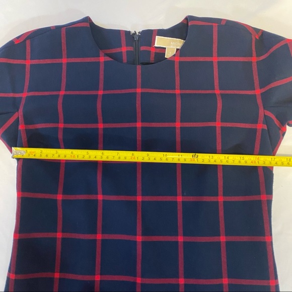Michael Kors Navy & Red Plaid Lace Dress - Picture 6 of 9